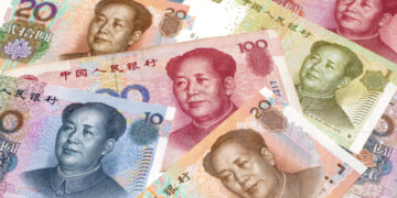 Close up of Chinese Yuan notes, with Mao Tse-tung