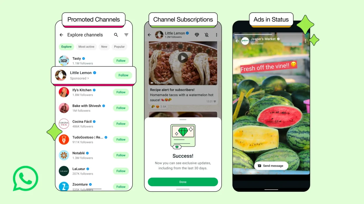 mobile mockups displaying whatsapp ads
