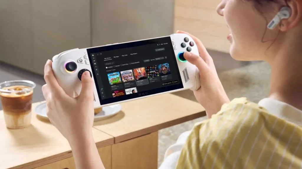 human holding a handheld game
